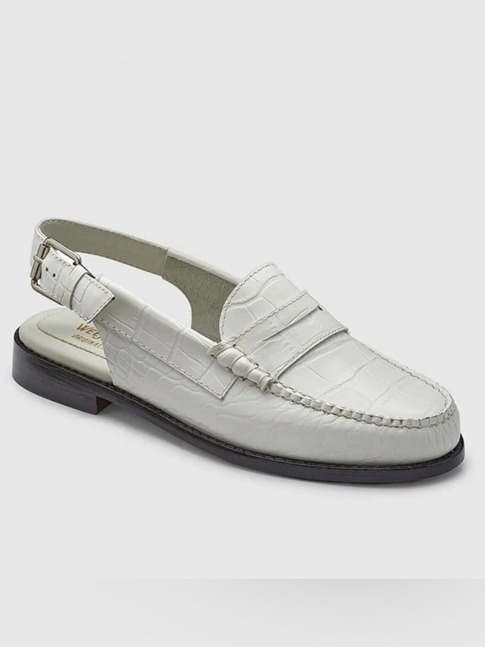 GH Bass Whitney Slingback Loafers White Croc Embossed Size 9 - Picture 1 of 5